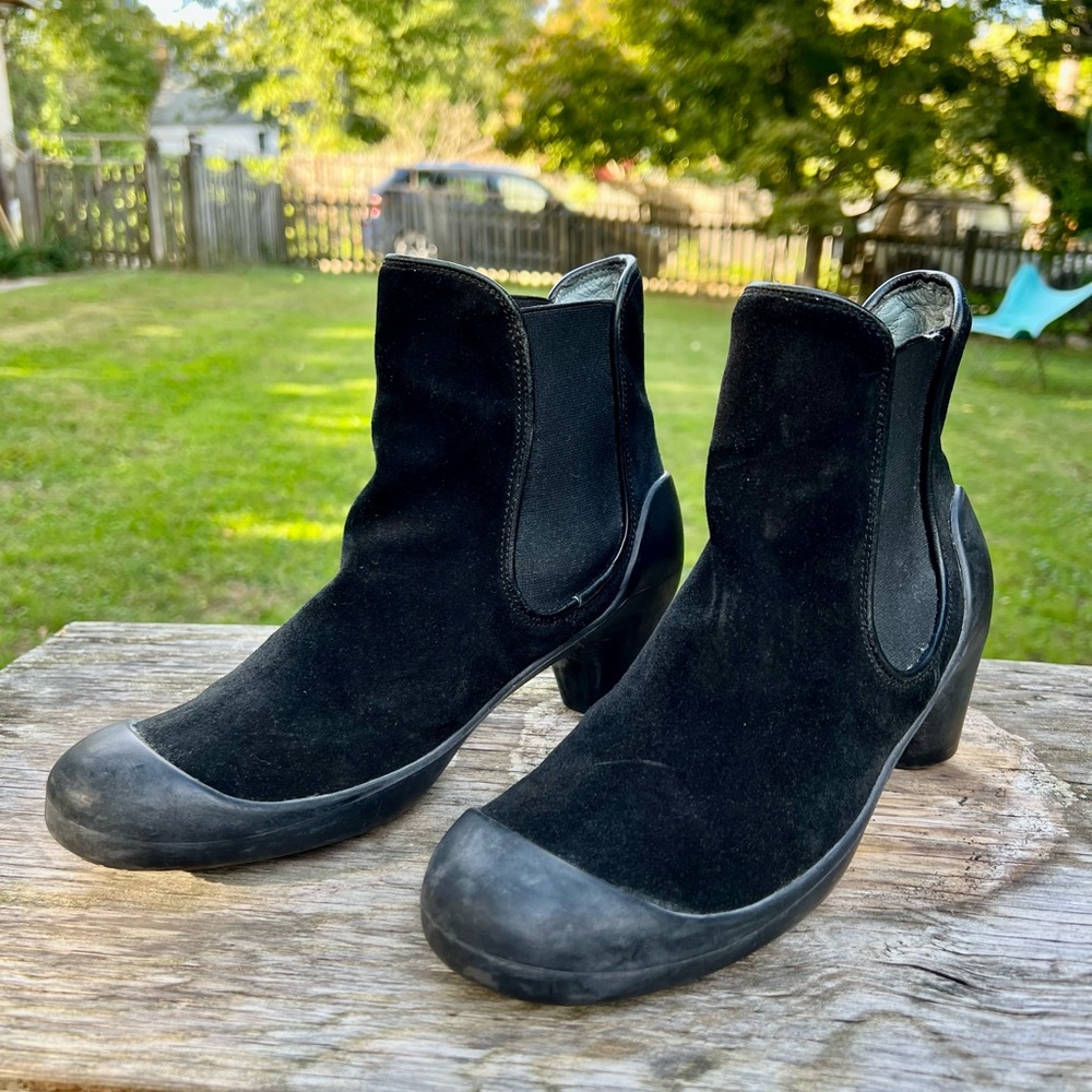 Camper Black Suede and Rubber Booties